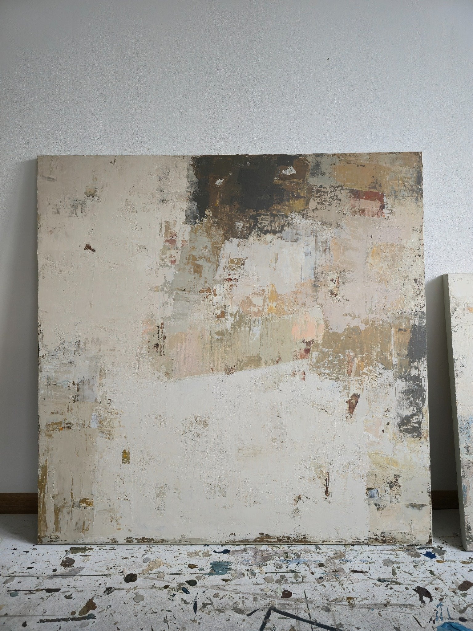 Didelis abstraktus paveikslas -„Fade Series III“. 130x130 cm