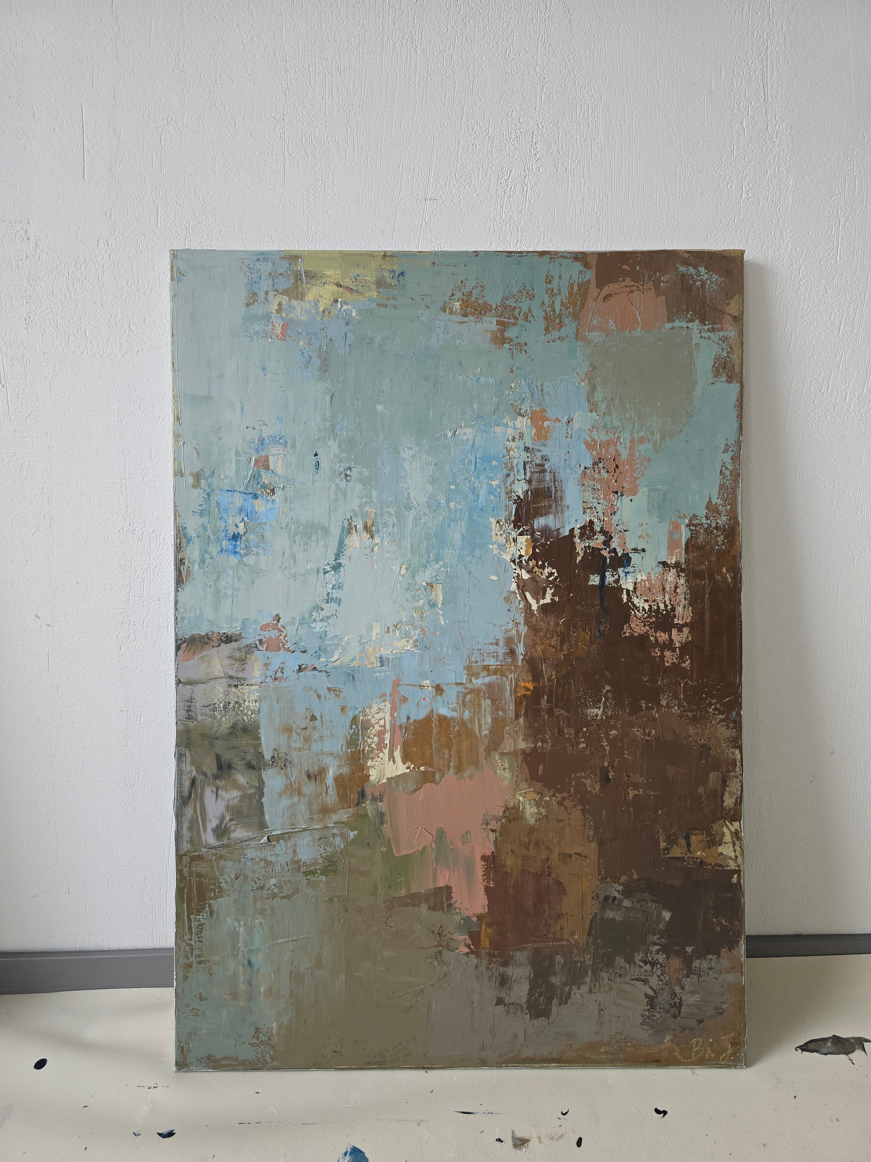 Abstraktus paveikslas -„Peaches in Season“. 100×70 cm