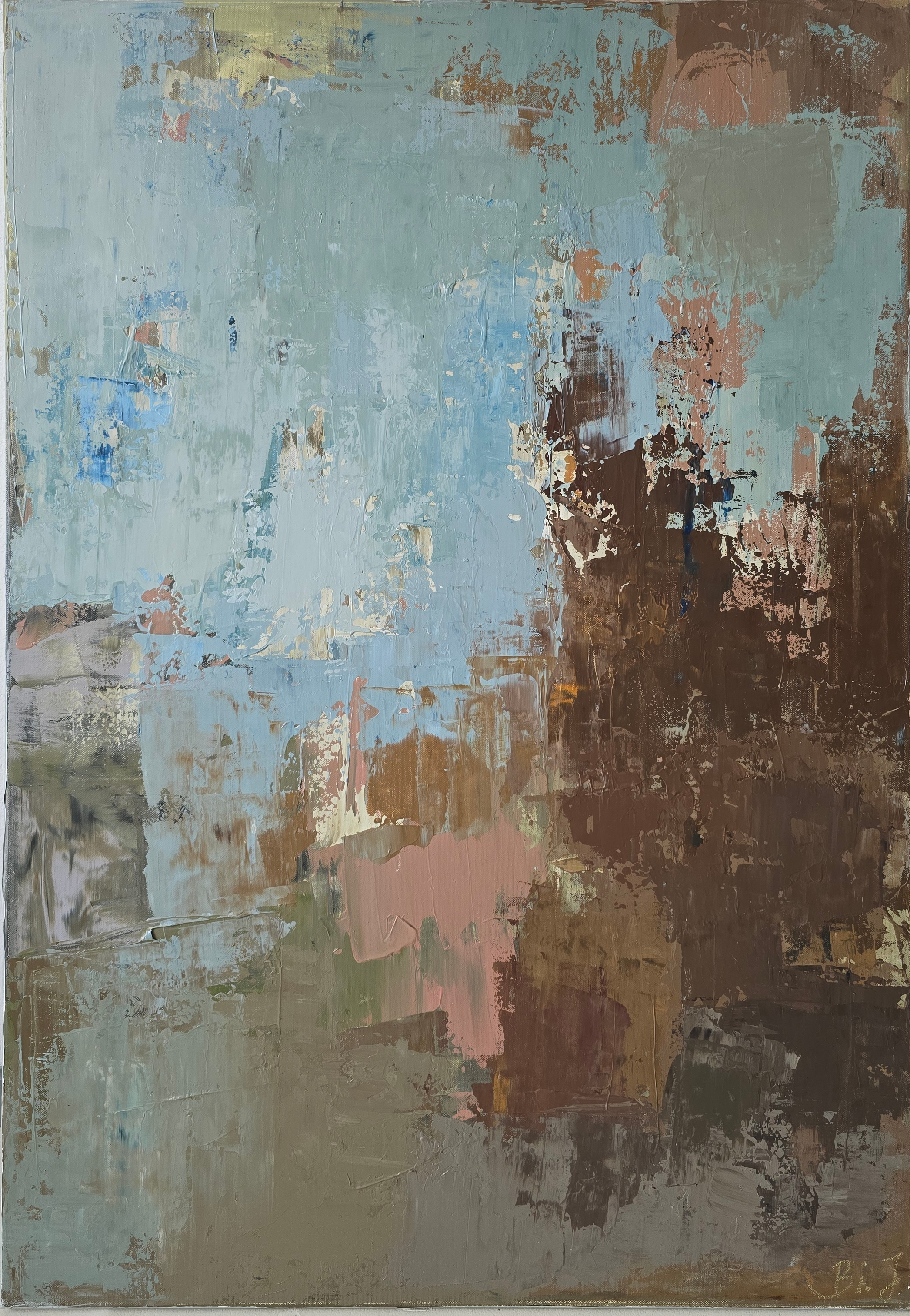 Abstraktus paveikslas -„Peaches in Season“. 100×70 cm