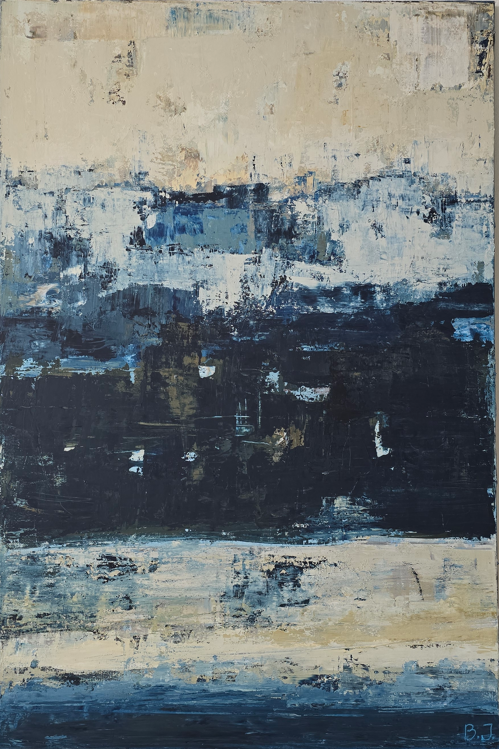 Didelis abstraktus paveikslas - „Endless Sea Series“. 150×100 cm