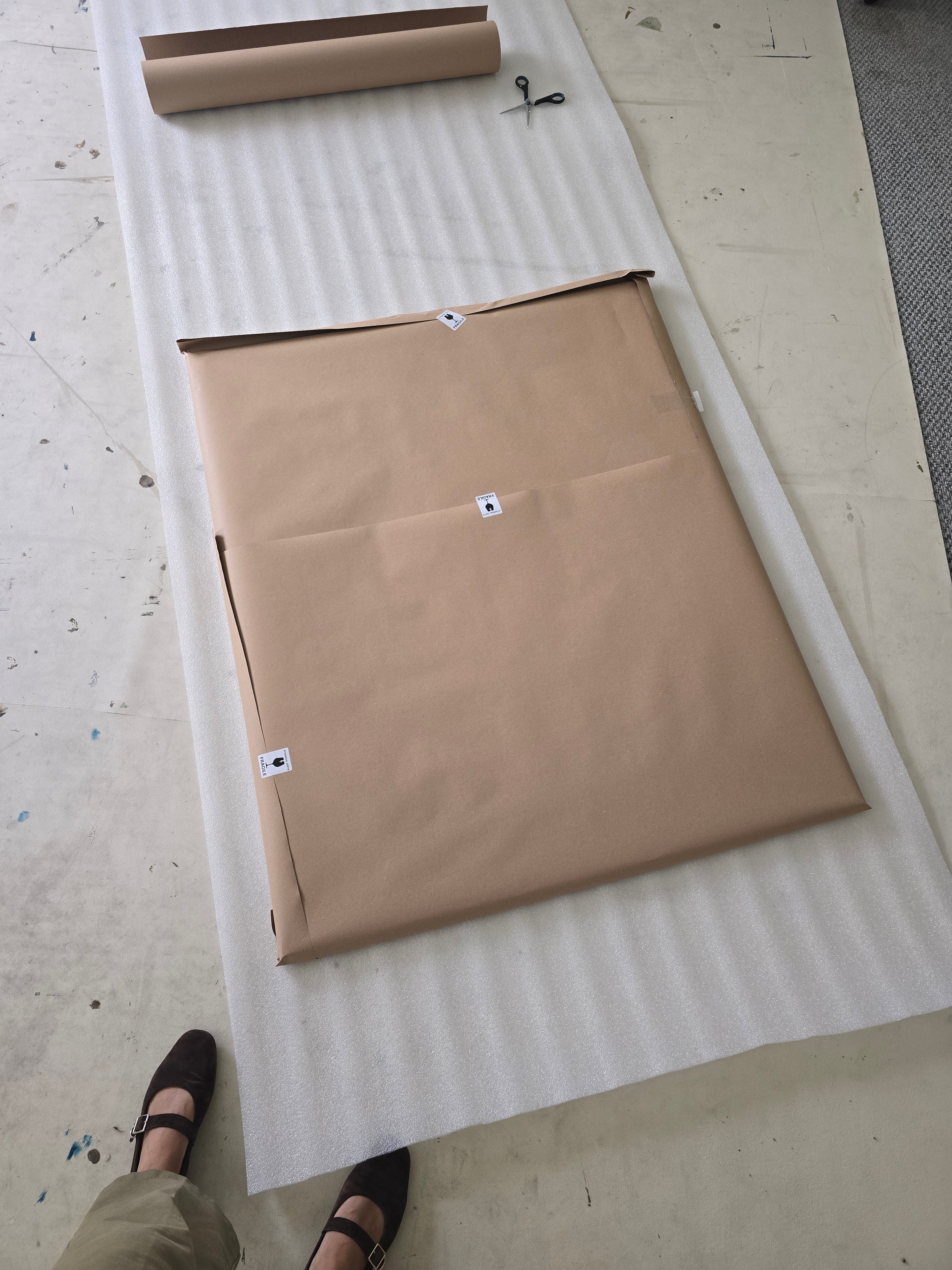Wrapping and packing original art and getting ready for shipping in US. Photo taken at Birute Studio.