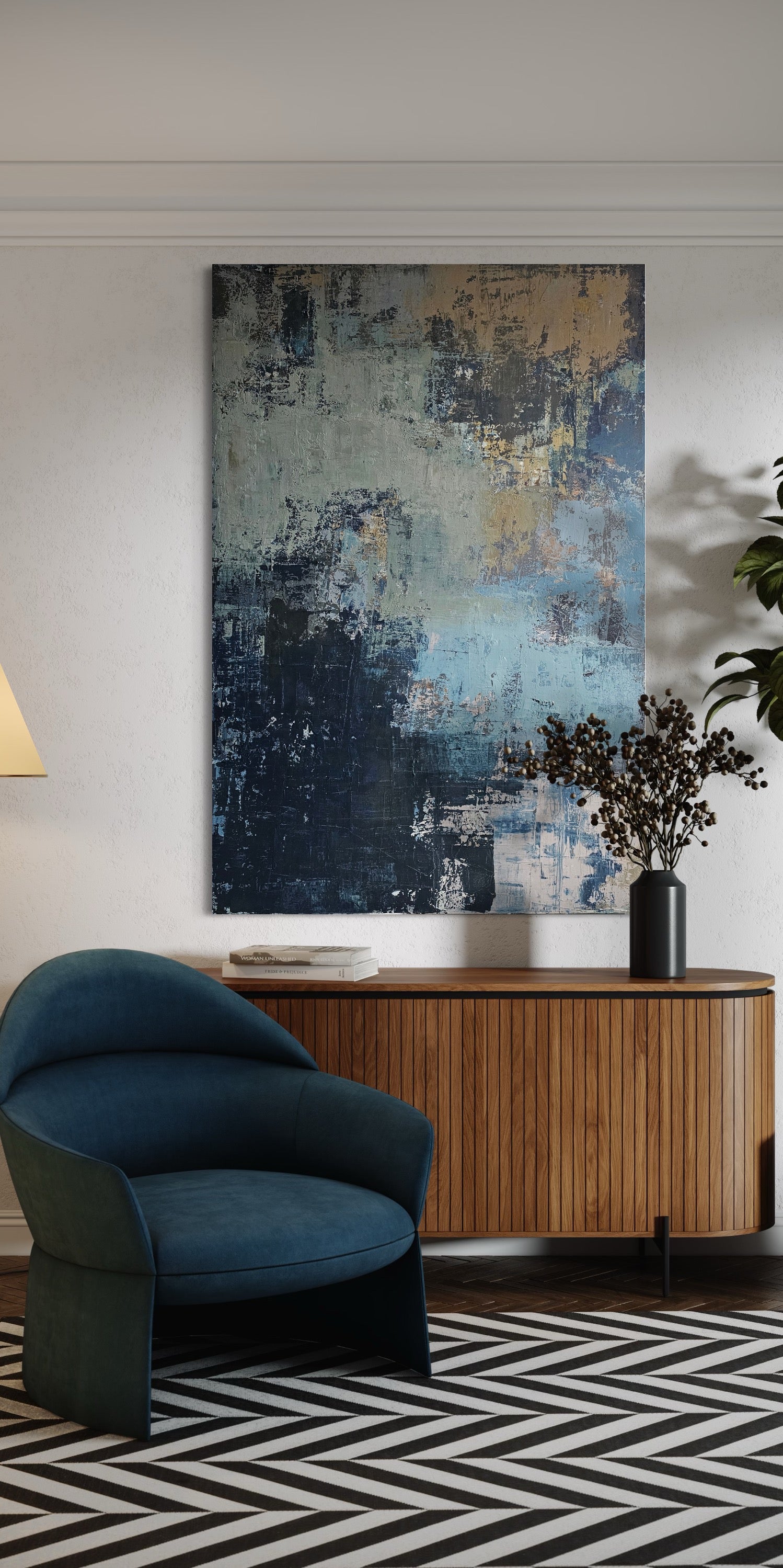 Didelis abstraktus paveikslas „Planet Earth“ 180×120 cm