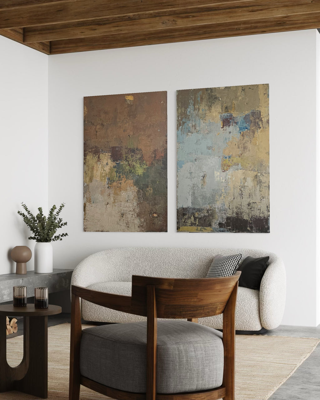 large abstract neutral wall art modern interior BIRUTE STUDIO