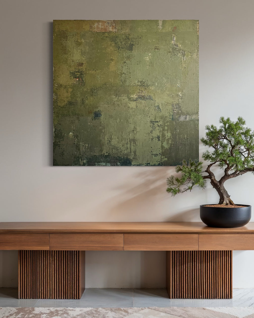 Abstraktus paveikslas -„Living in Tropics. Ubud“. 110x110 cm