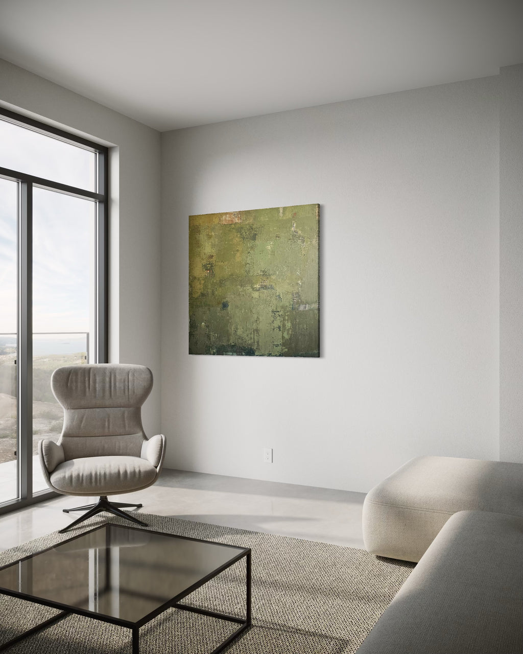 Abstraktus paveikslas -„Living in Tropics. Ubud“. 110x110 cm