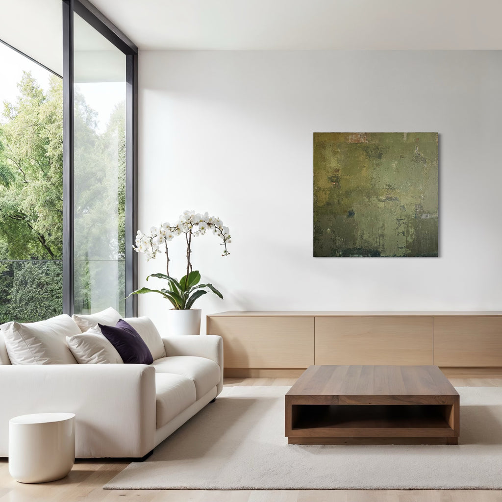 Abstraktus paveikslas -„Living in Tropics. Ubud“. 110x110 cm