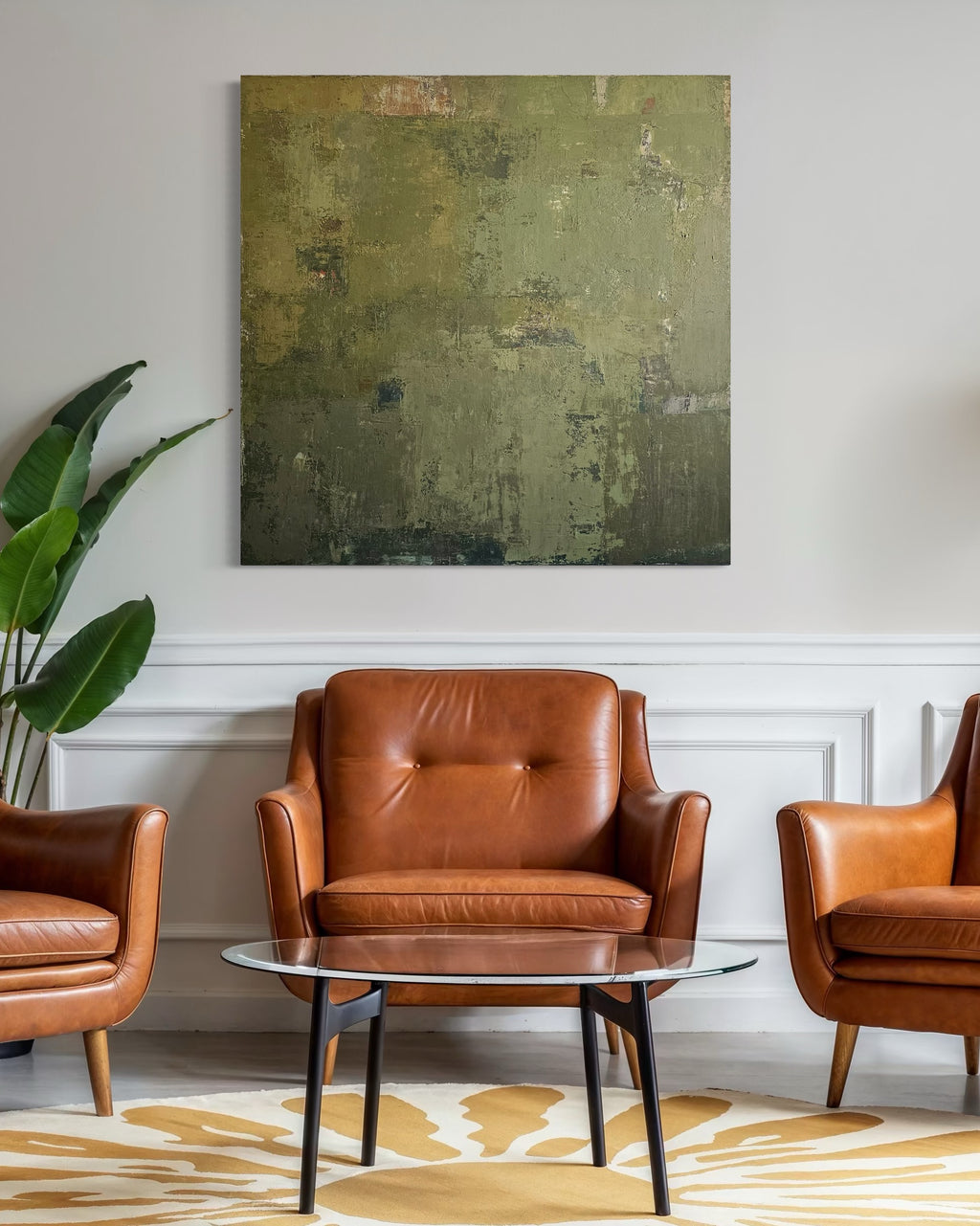 Abstraktus paveikslas -„Living in Tropics. Ubud“. 110x110 cm