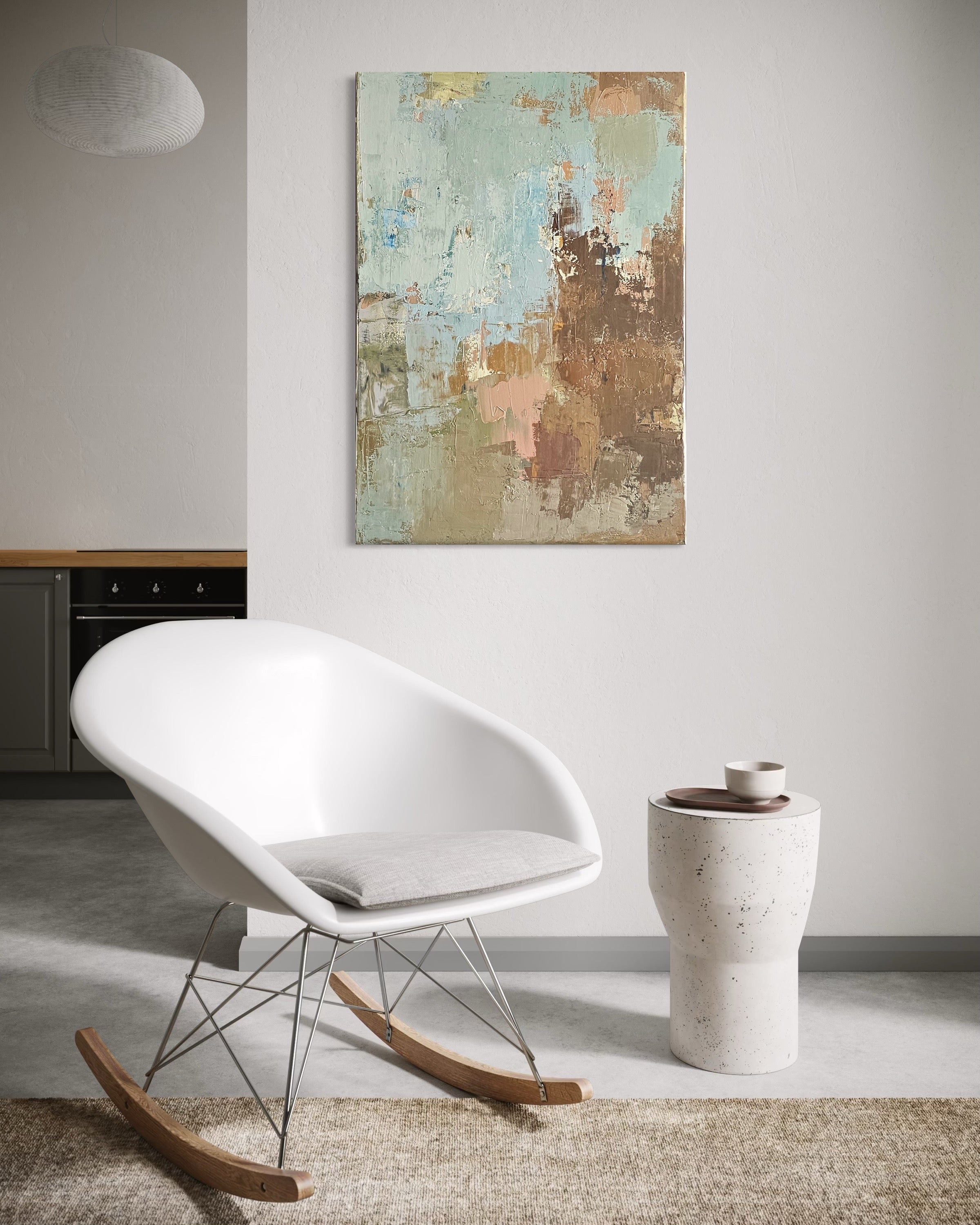 Abstraktus paveikslas -„Peaches in Season“. 100×70 cm