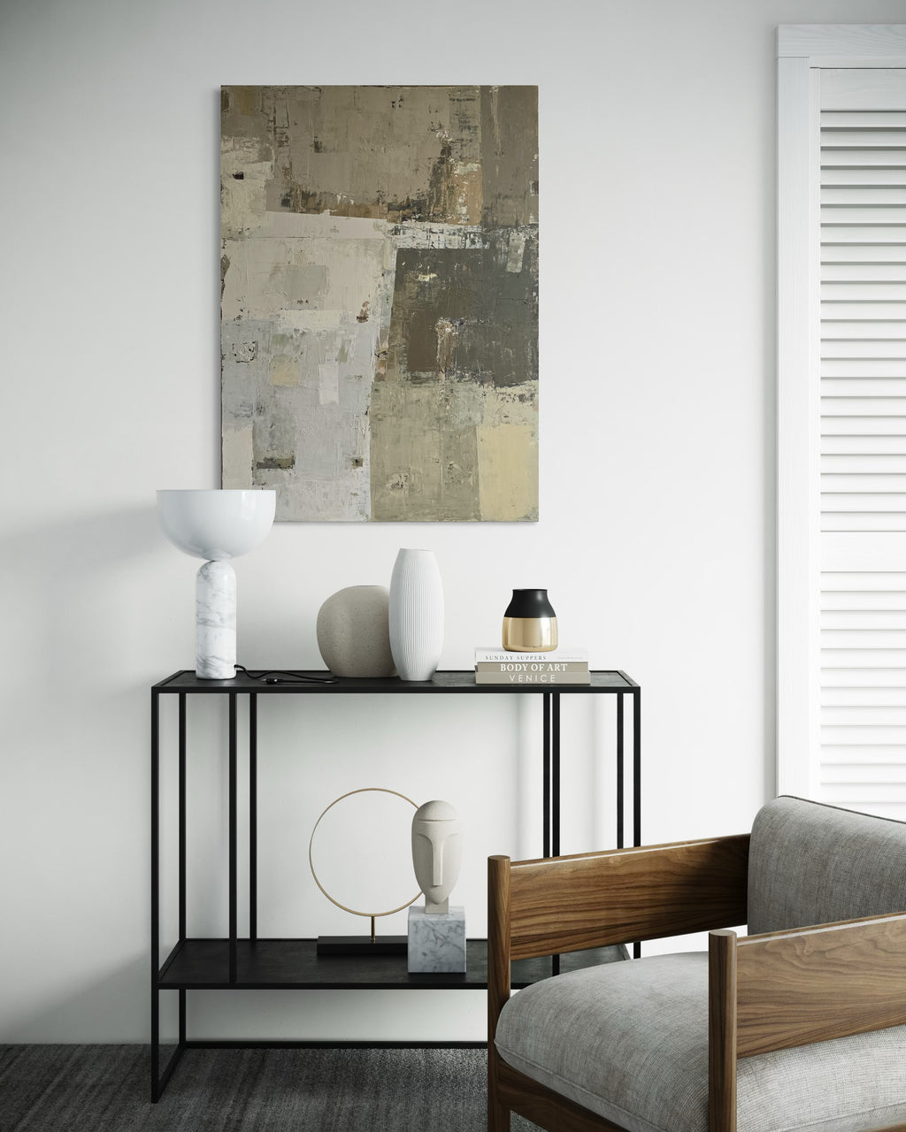 large abstract neutral wall art modern interior BIRUTE STUDIO