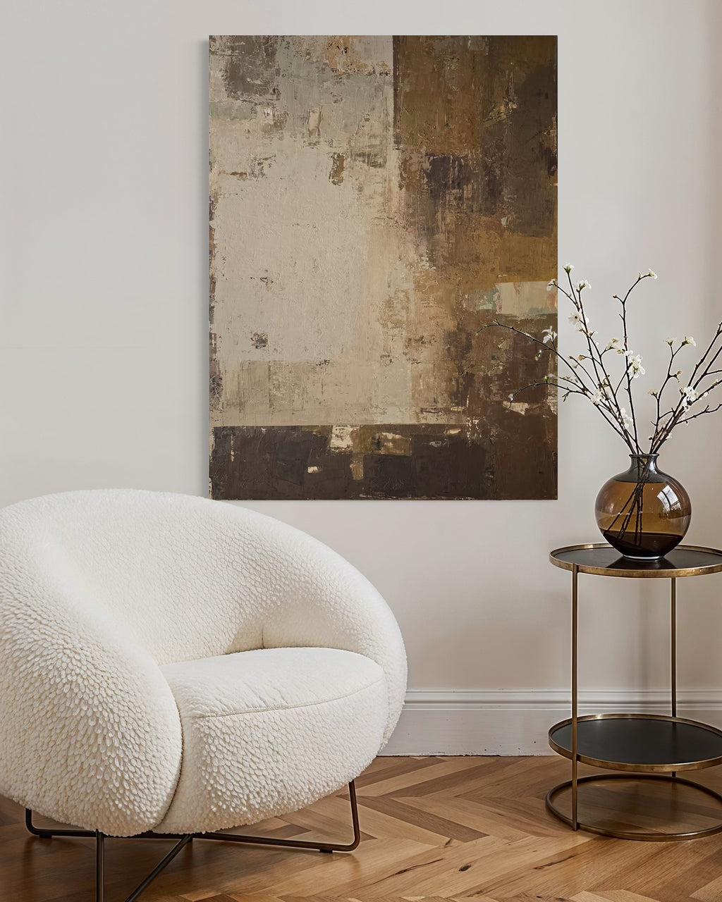 large abstract neutral wall art modern interior BIRUTE STUDIO