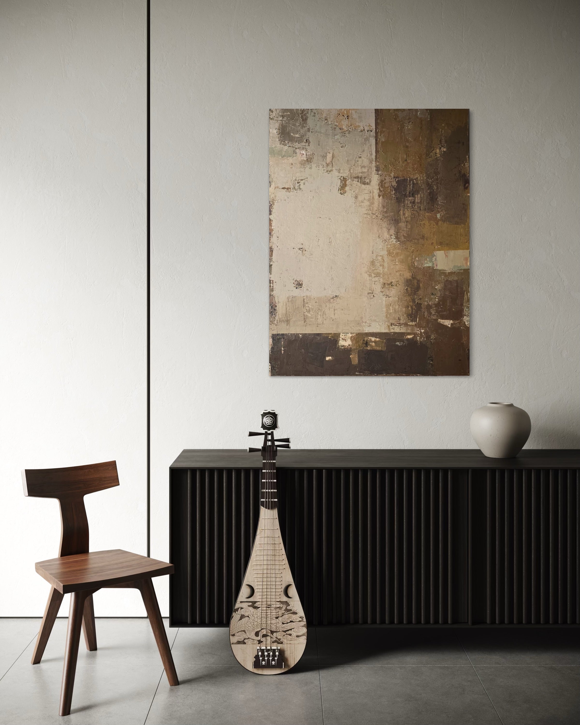 large abstract neutral wall art modern interior BIRUTE STUDIO
