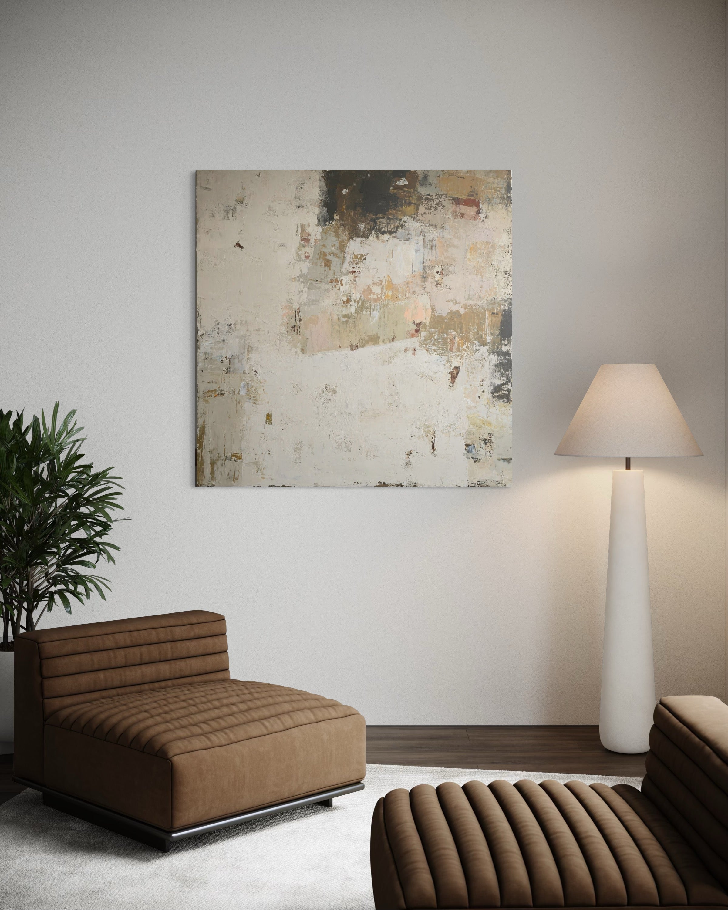 Didelis abstraktus paveikslas -„Fade Series III“. 130x130 cm