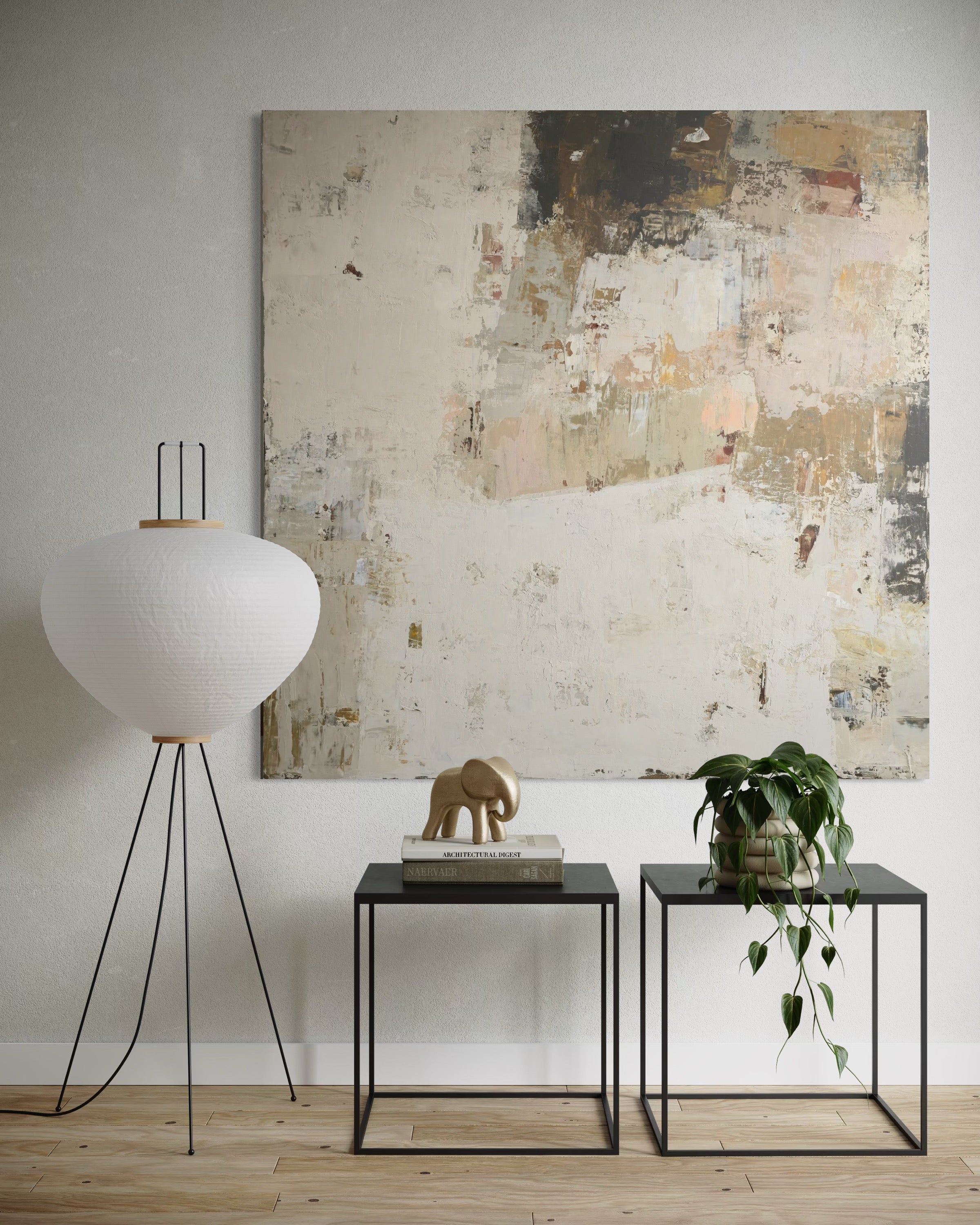 Didelis abstraktus paveikslas -„Fade Series III“. 130x130 cm