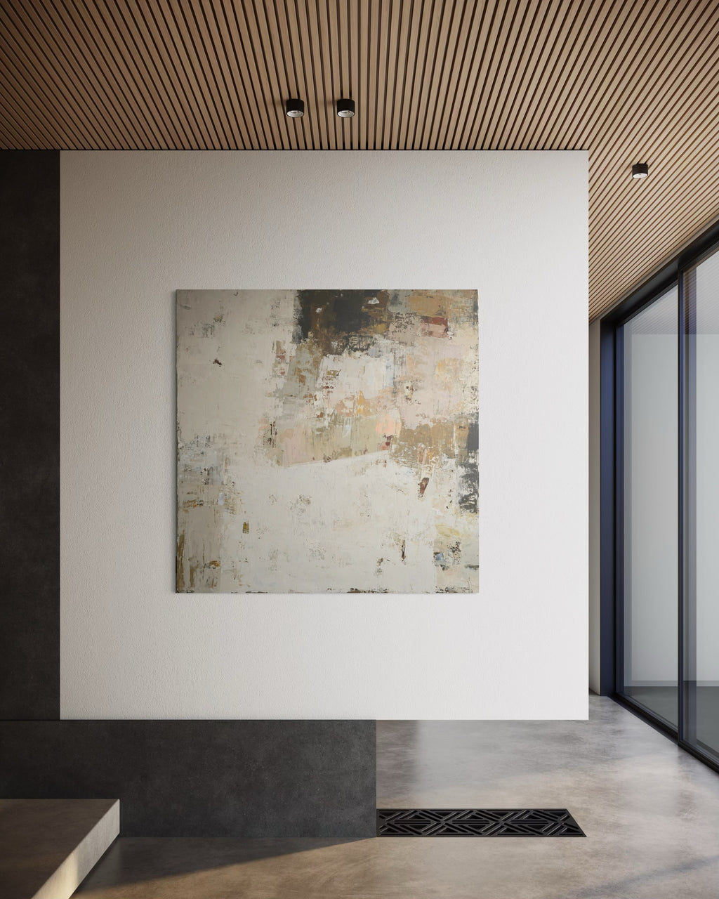 Didelis abstraktus paveikslas -„Fade Series III“. 130x130 cm