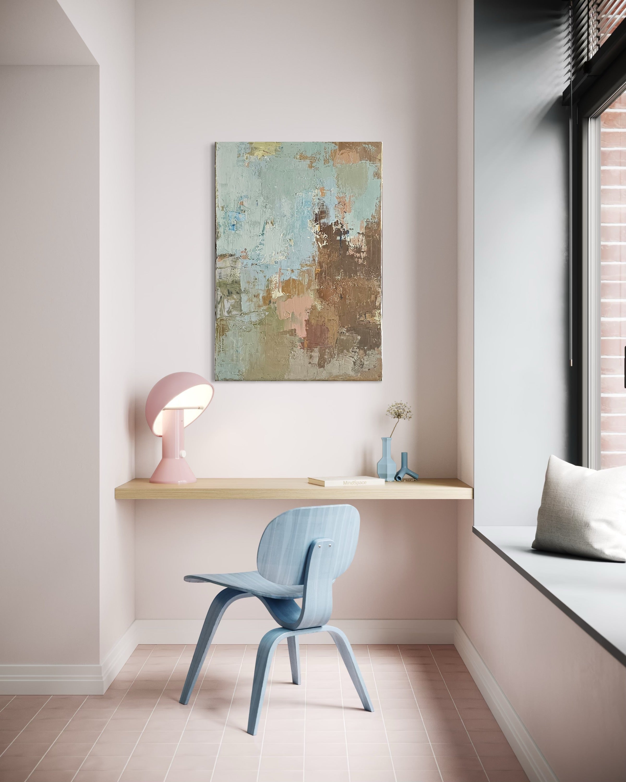 Abstraktus paveikslas -„Peaches in Season“. 100×70 cm