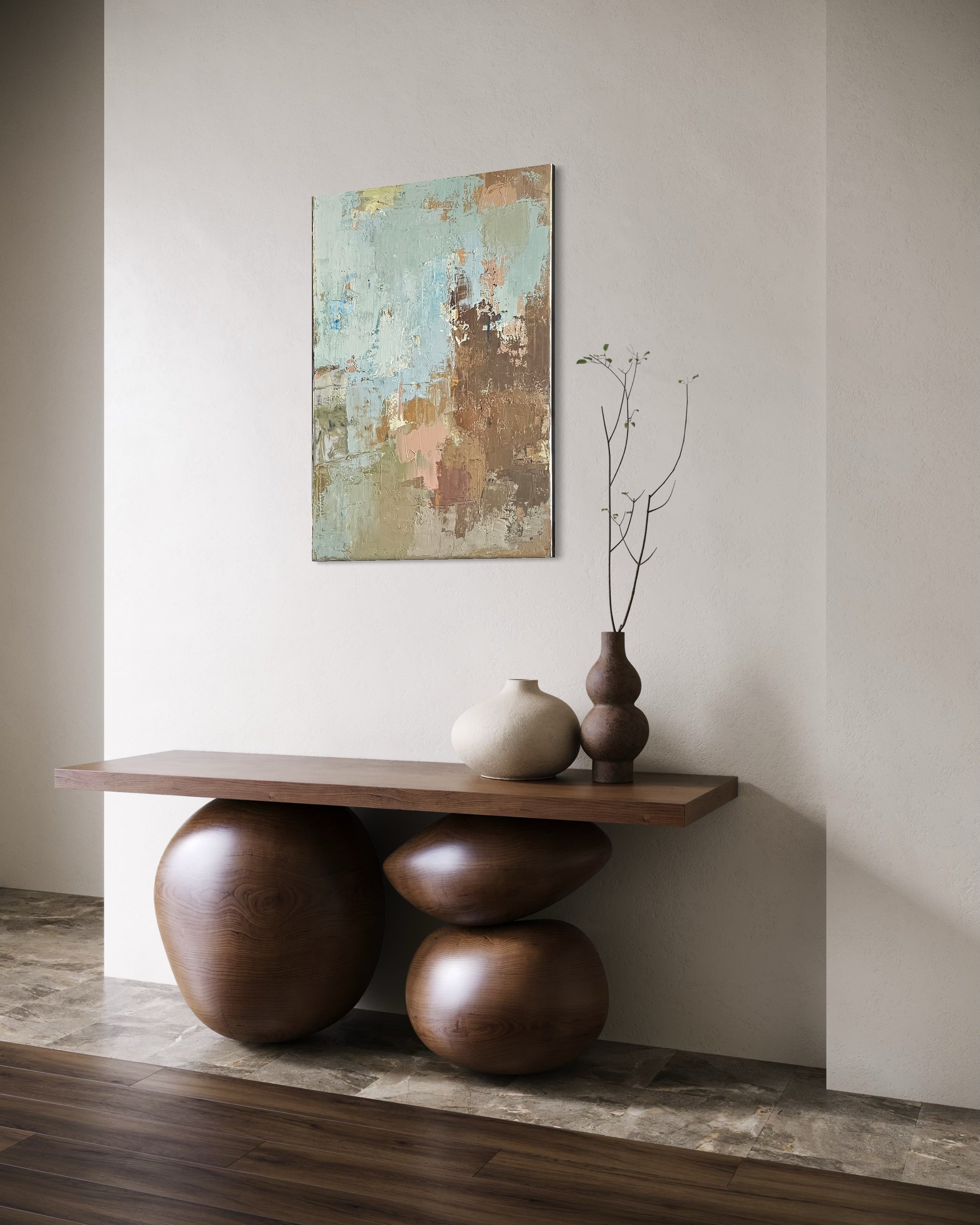 Abstraktus paveikslas -„Peaches in Season“. 100×70 cm