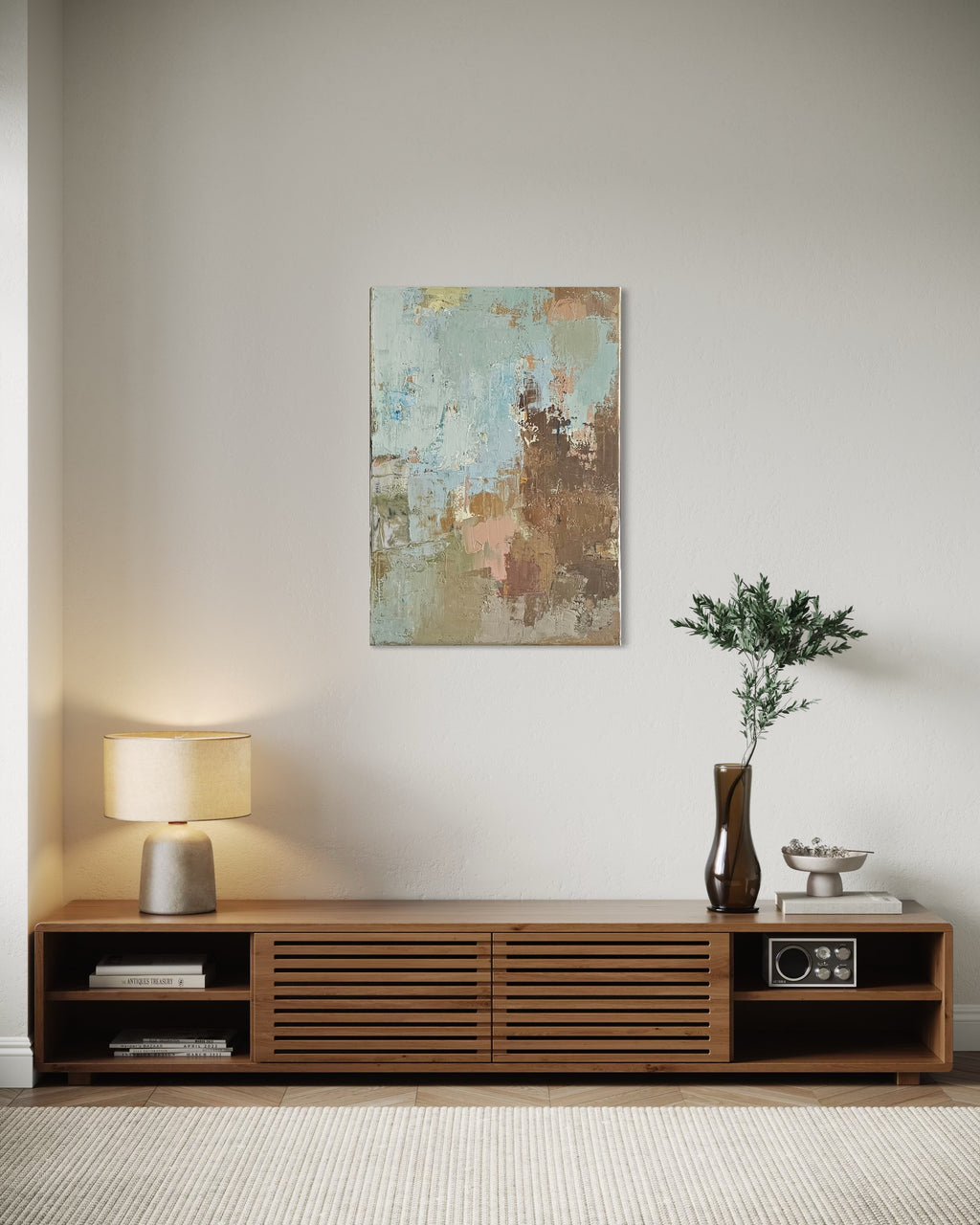 Abstraktus paveikslas -„Peaches in Season“. 100×70 cm