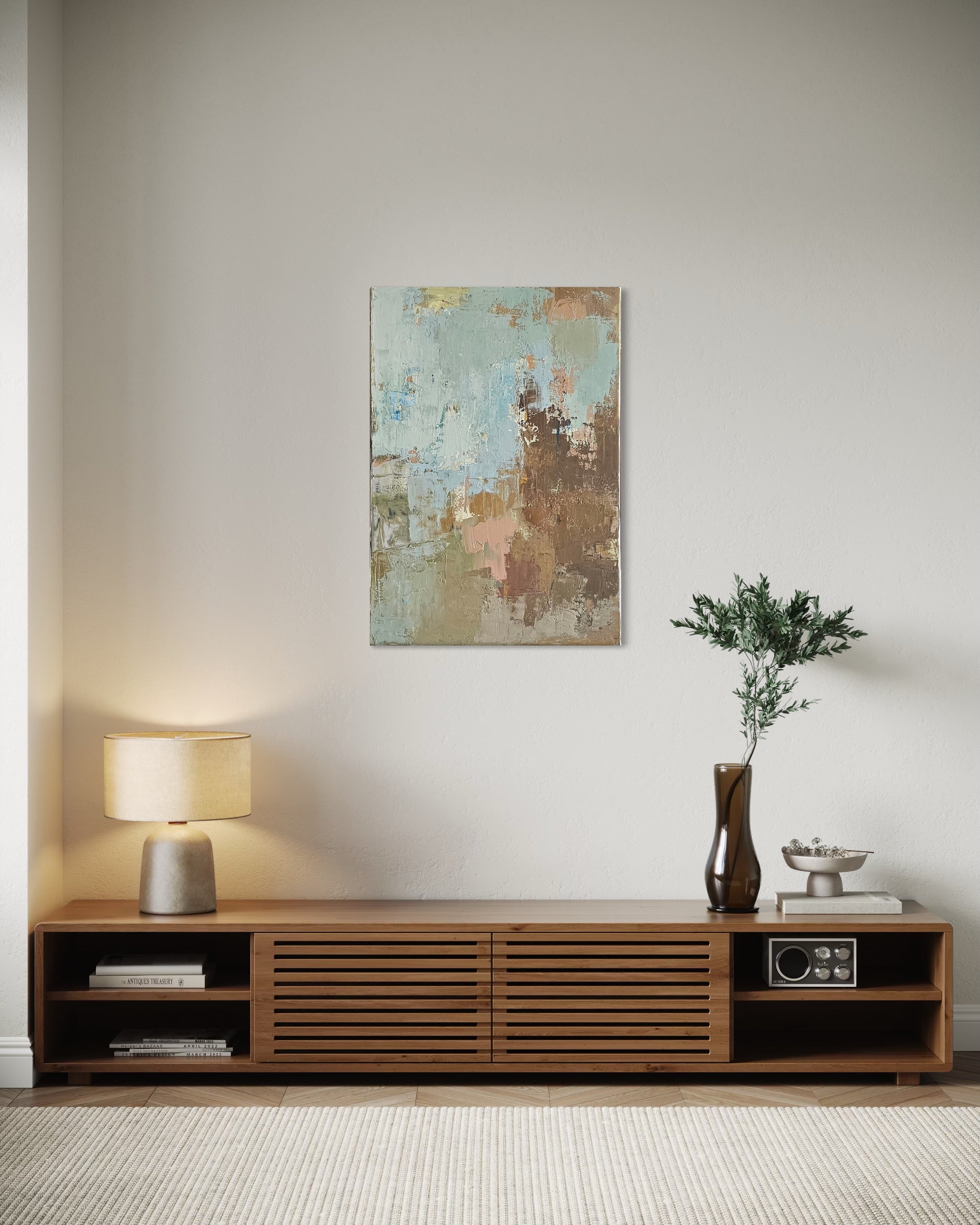 Abstraktus paveikslas -„Peaches in Season“. 100×70 cm