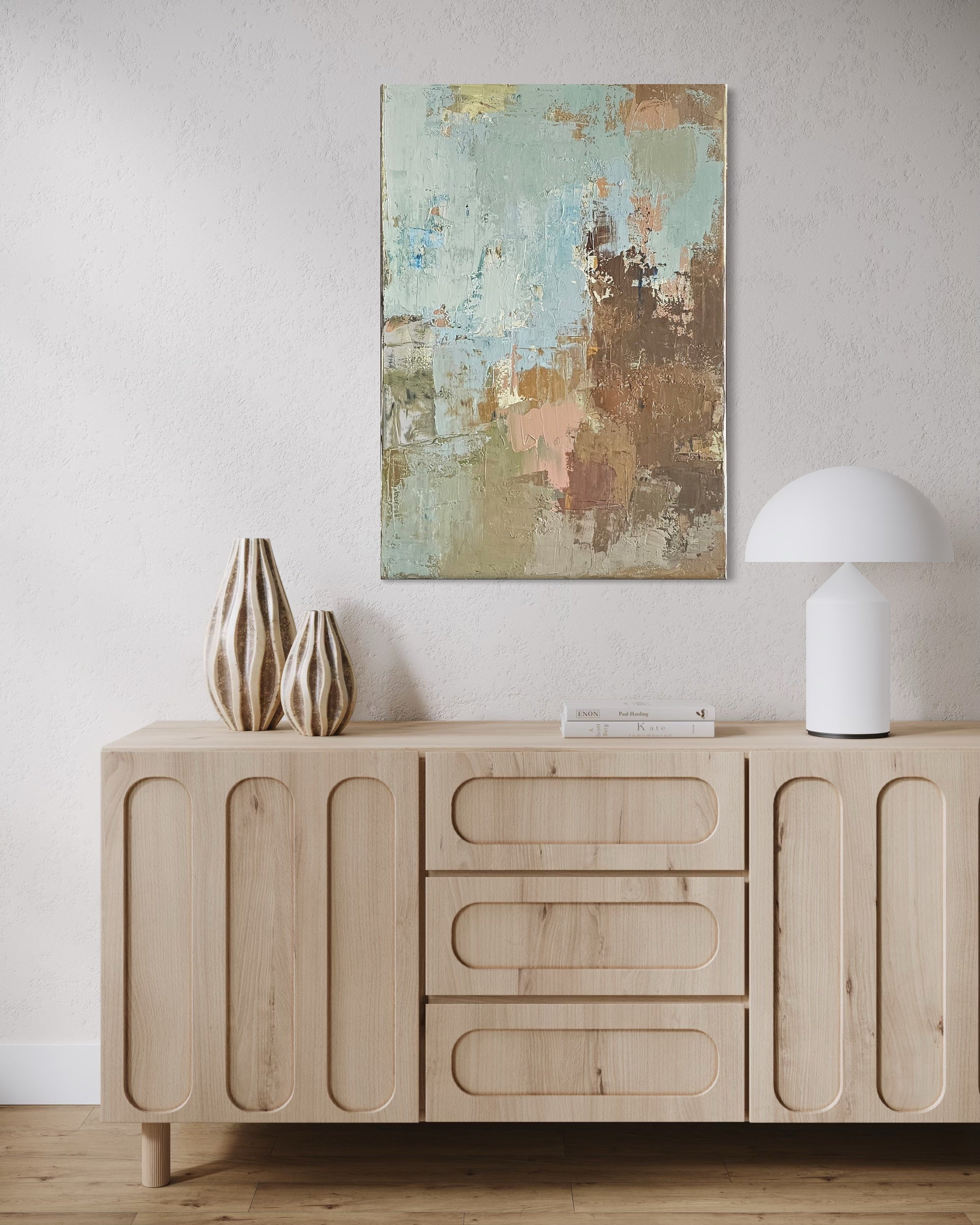 Abstraktus paveikslas -„Peaches in Season“. 100×70 cm