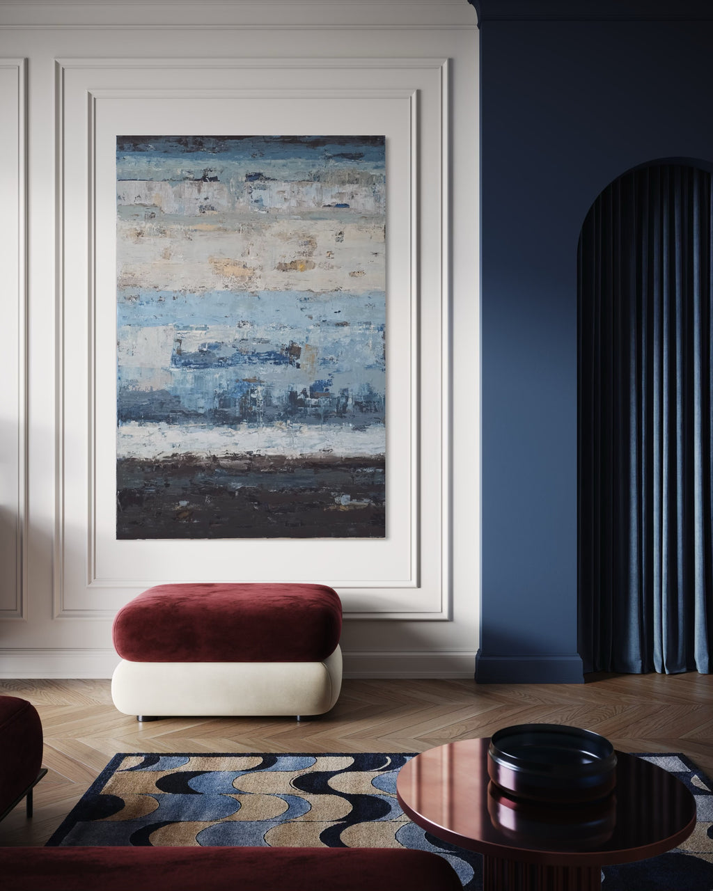 Didelis abstraktus paveikslas - „Endless Sea Series“. 180×120 cm