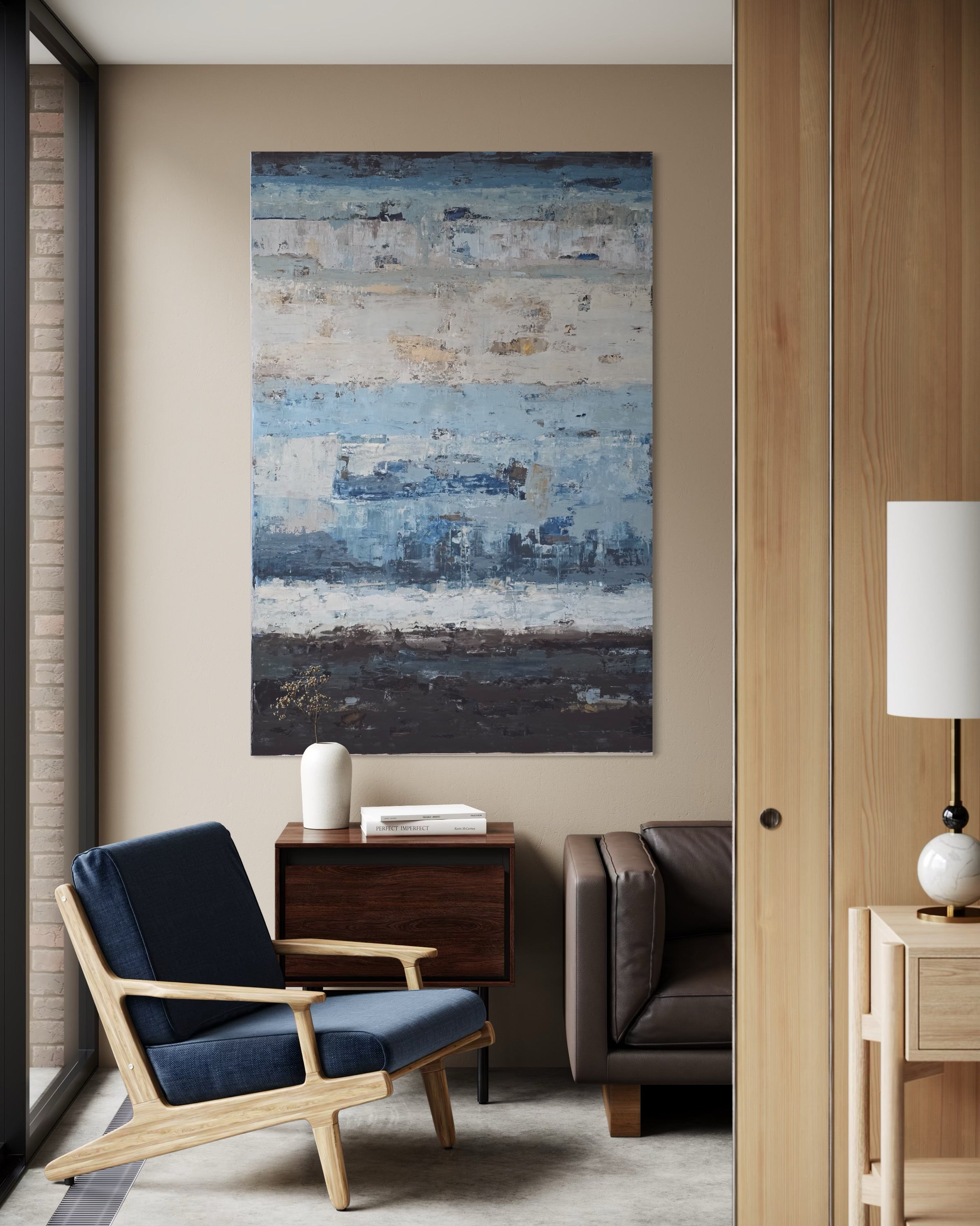 Didelis abstraktus paveikslas - „Endless Sea Series“. 180×120 cm