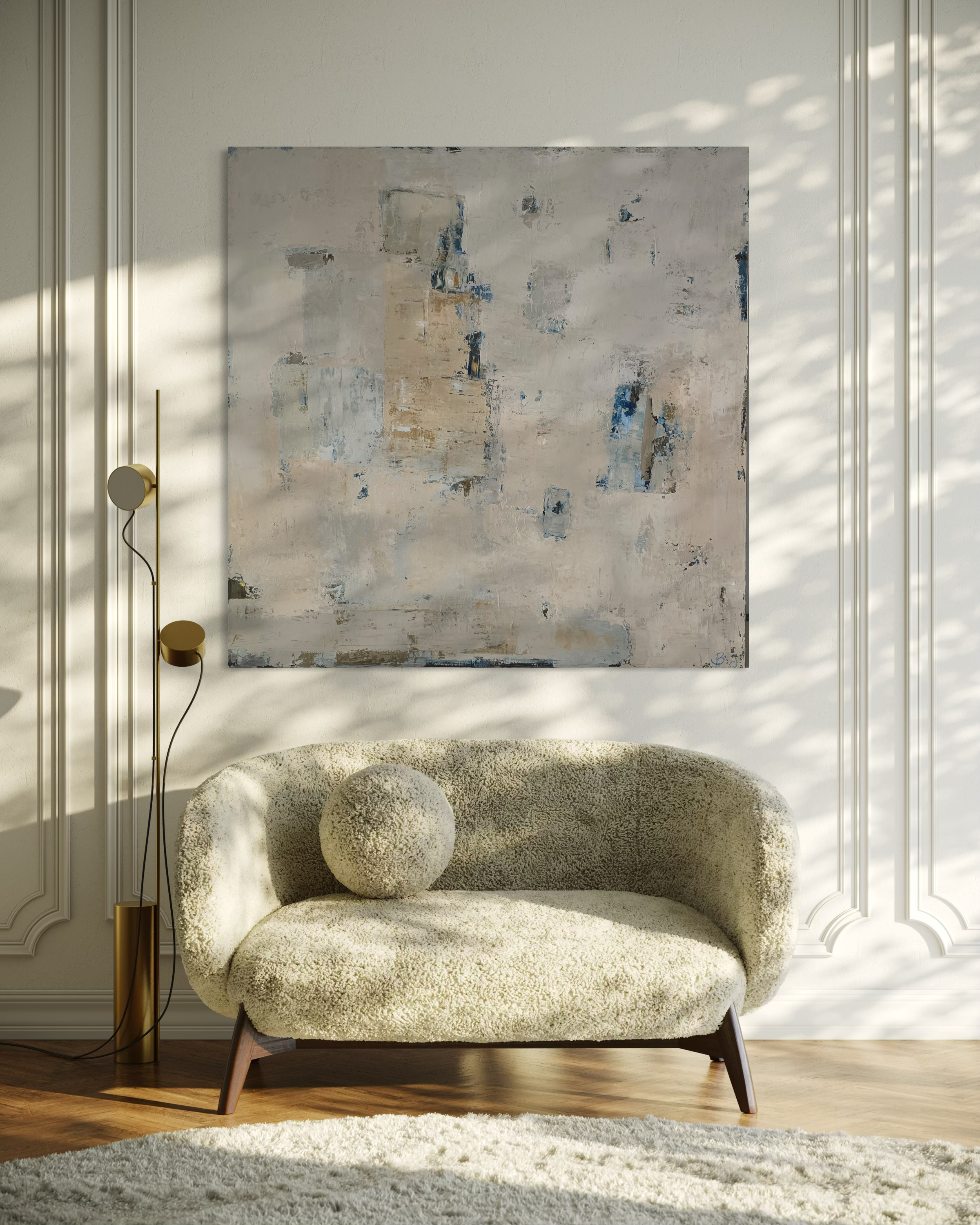 Abstraktus paveikslas „Fade I“. 130×130 cm