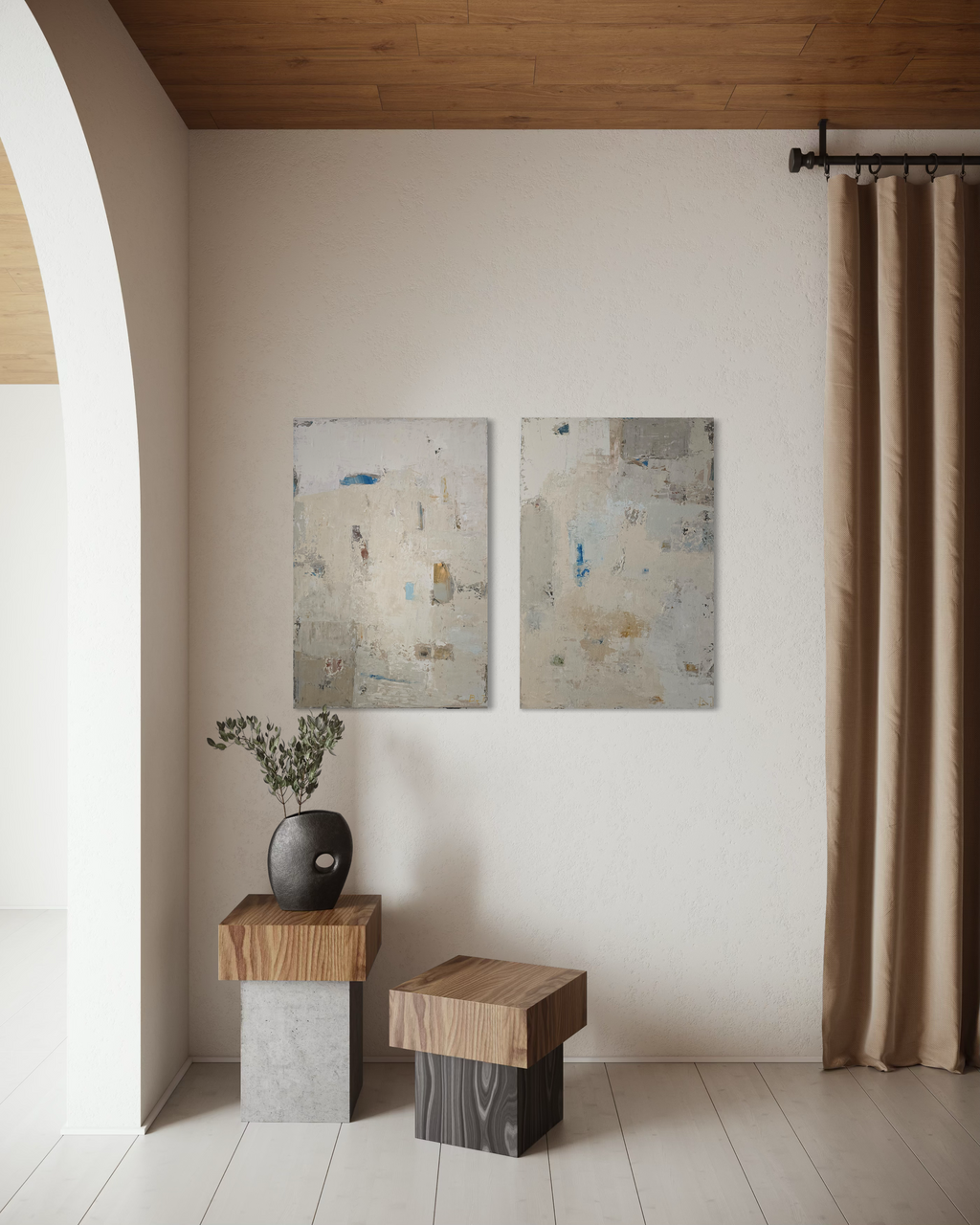 large abstract neutral wall art modern interior BIRUTE STUDIO