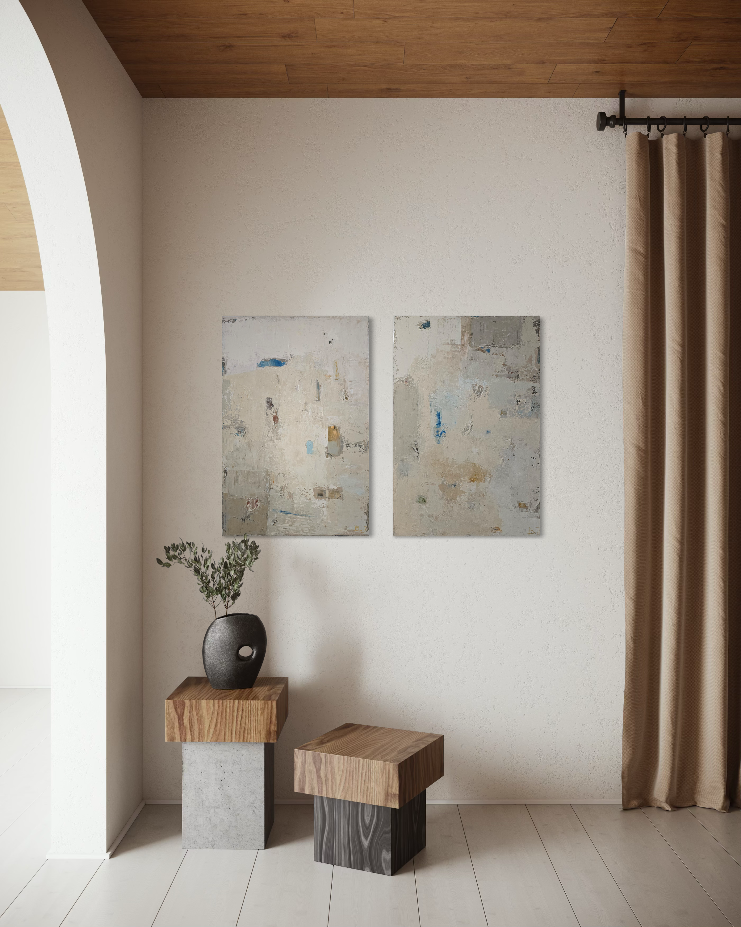 large abstract neutral wall art modern interior BIRUTE STUDIO