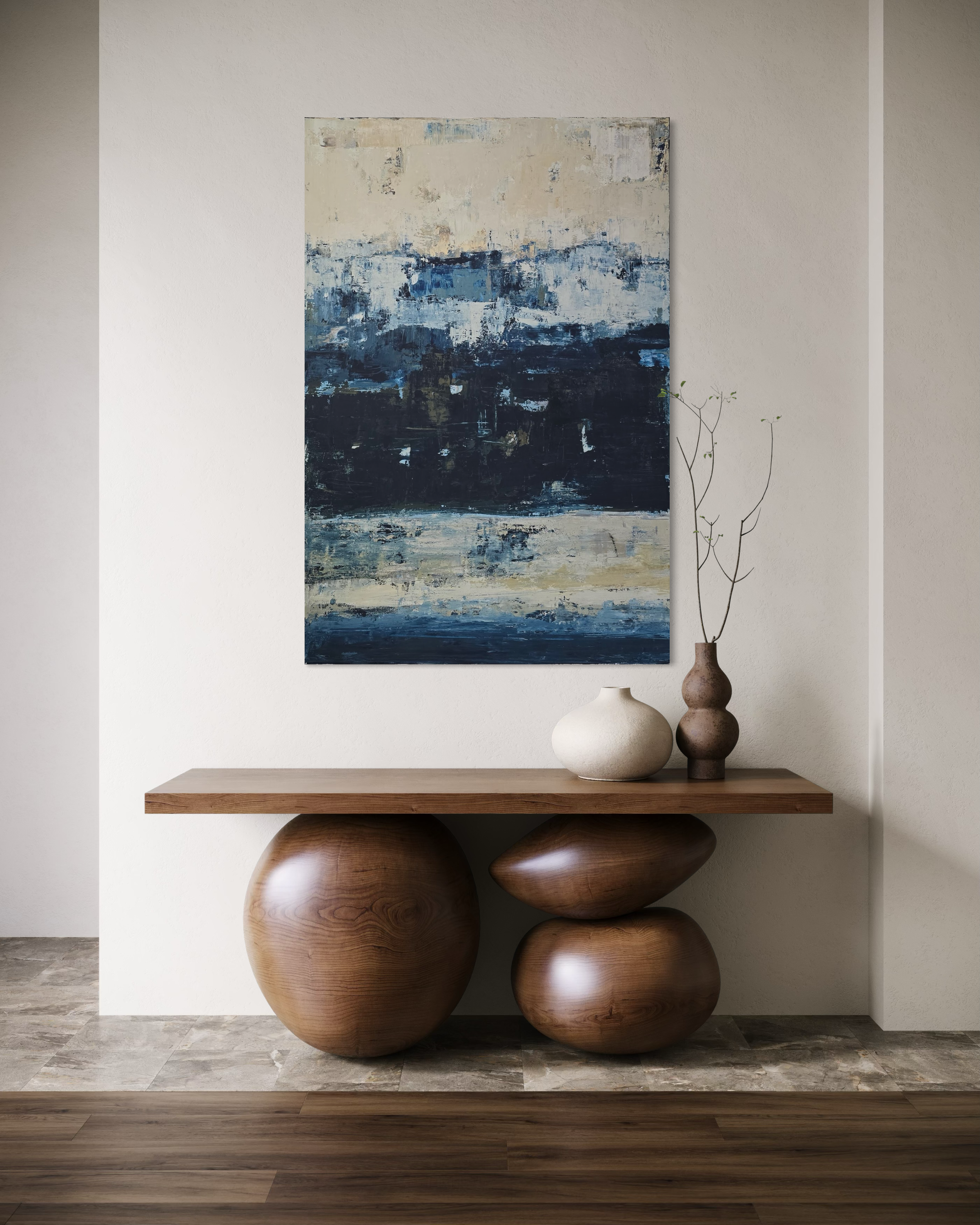 Didelis abstraktus paveikslas - „Endless Sea Series“. 150×100 cm