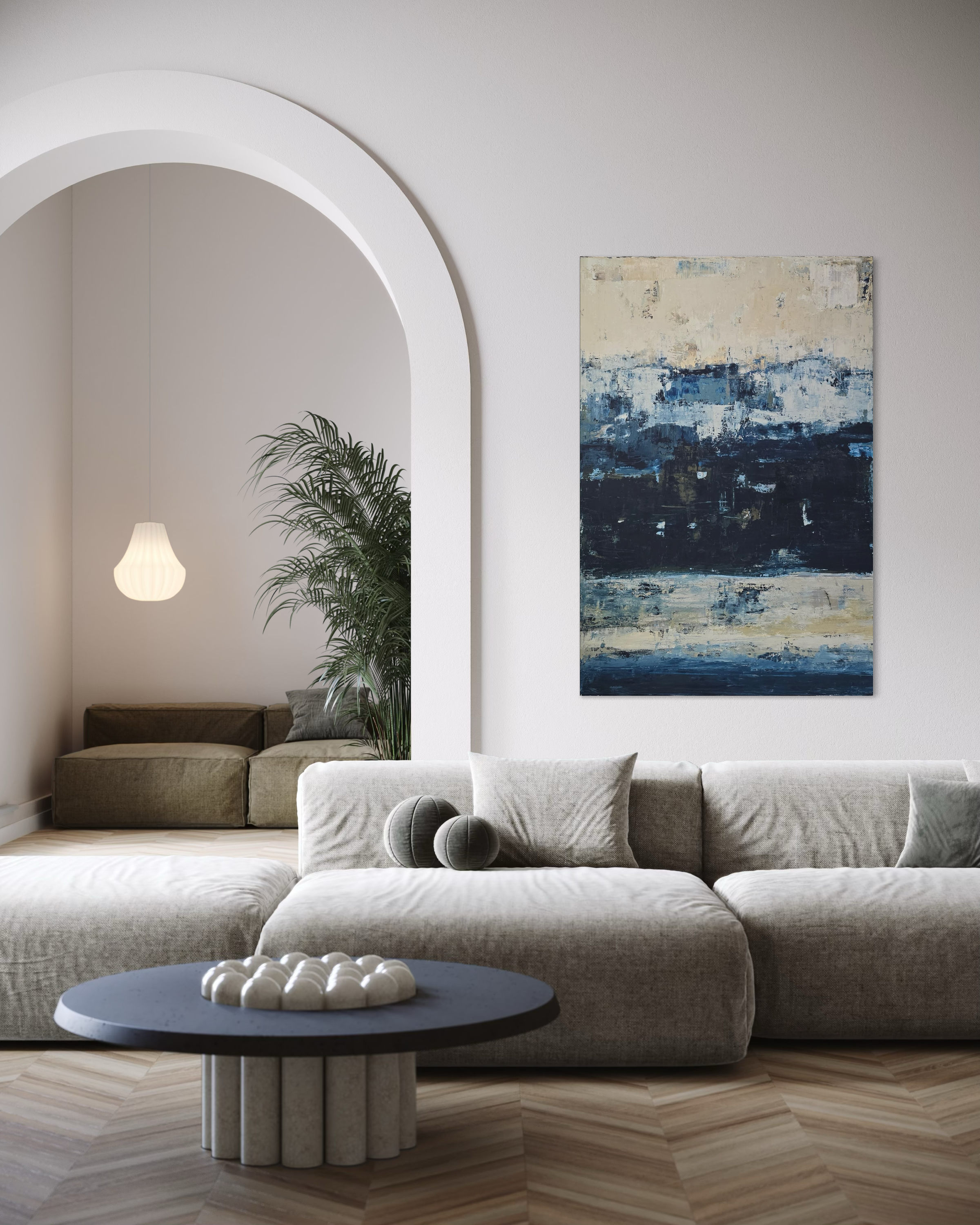 Didelis abstraktus paveikslas - „Endless Sea Series“. 150×100 cm