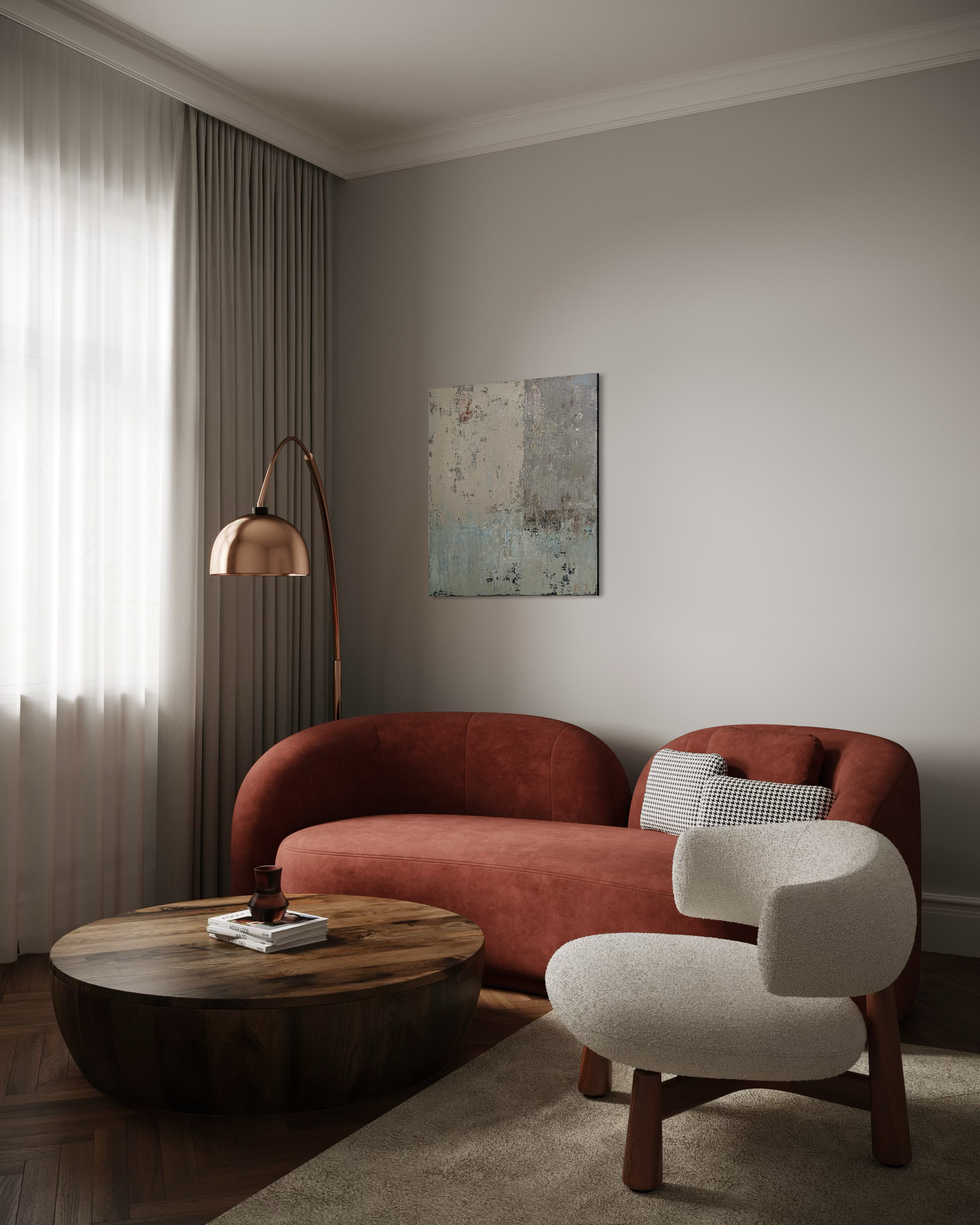 Abstraktus paveikslas - „Winter Ashberry“. 90x80 cm