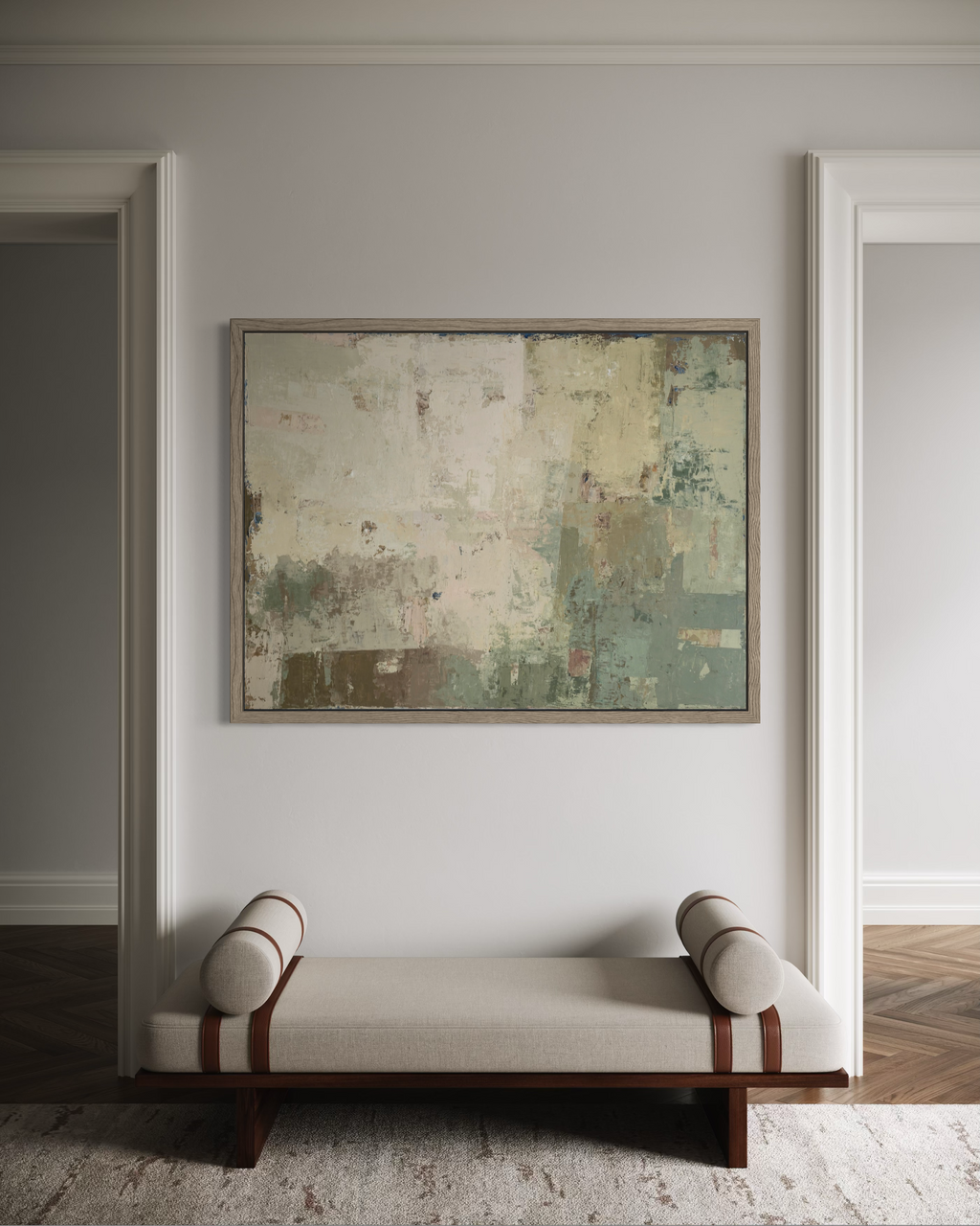 Textured abstract painting on canvas from the SPRING series by Birute Studio - light earthy tones for modern interior decor.