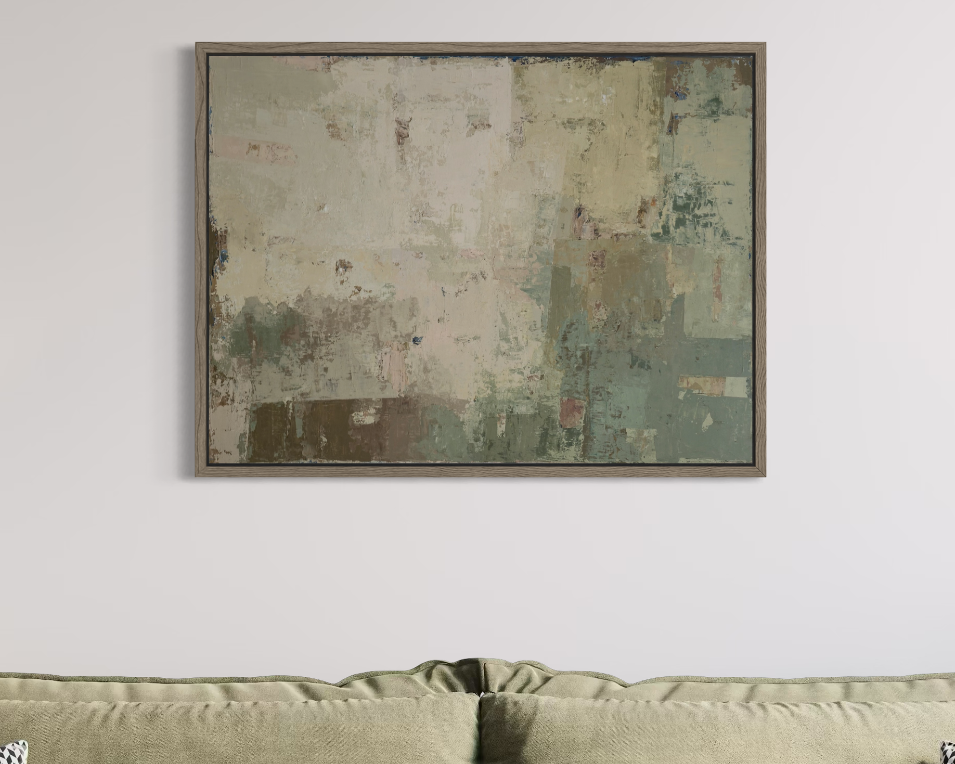 Textured abstract painting on canvas from the SPRING series by Birute Studio - light earthy tones for modern interior decor.