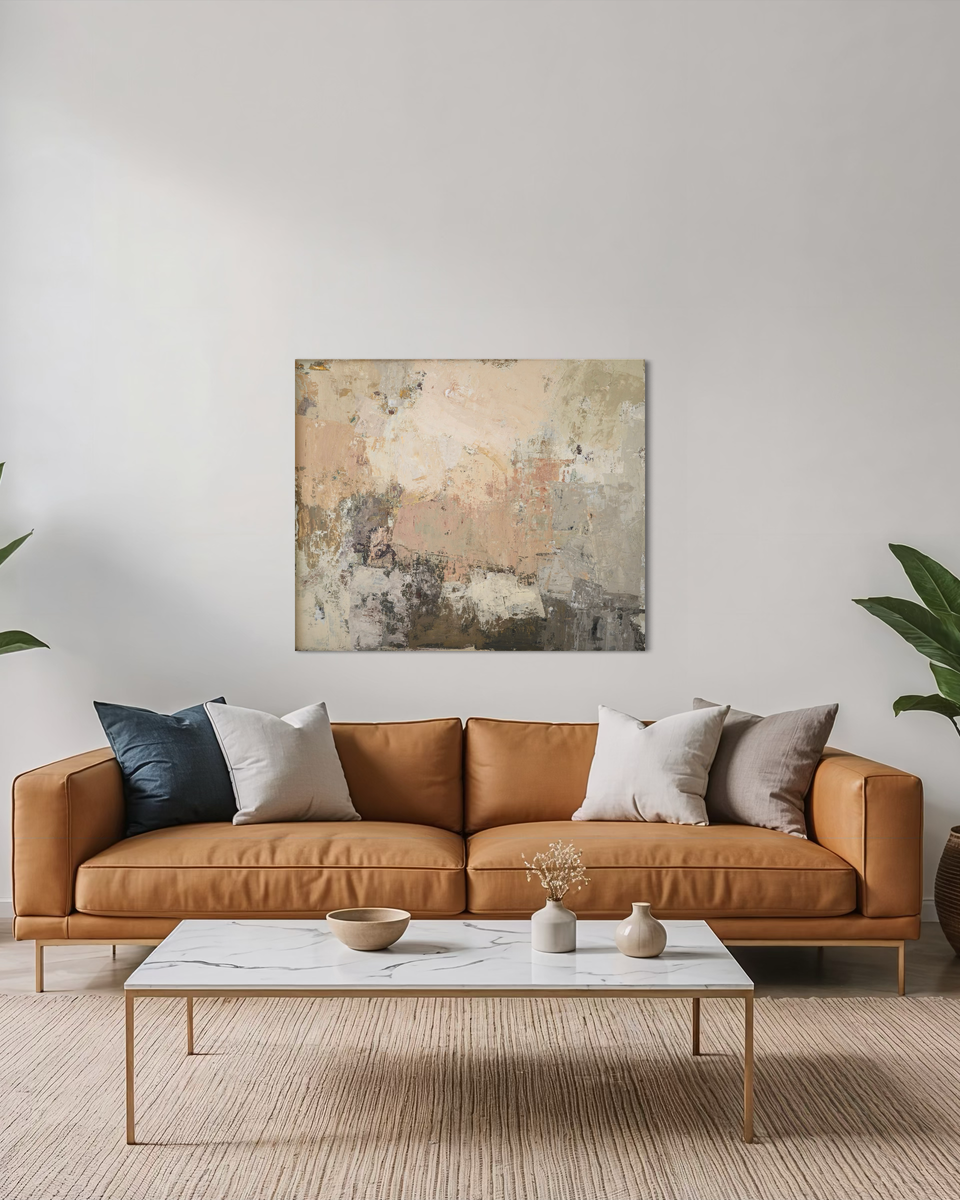 Soft pastel textured abstract artwork on canvas, Spring collection, original hand-painted wall art by Birute Studio