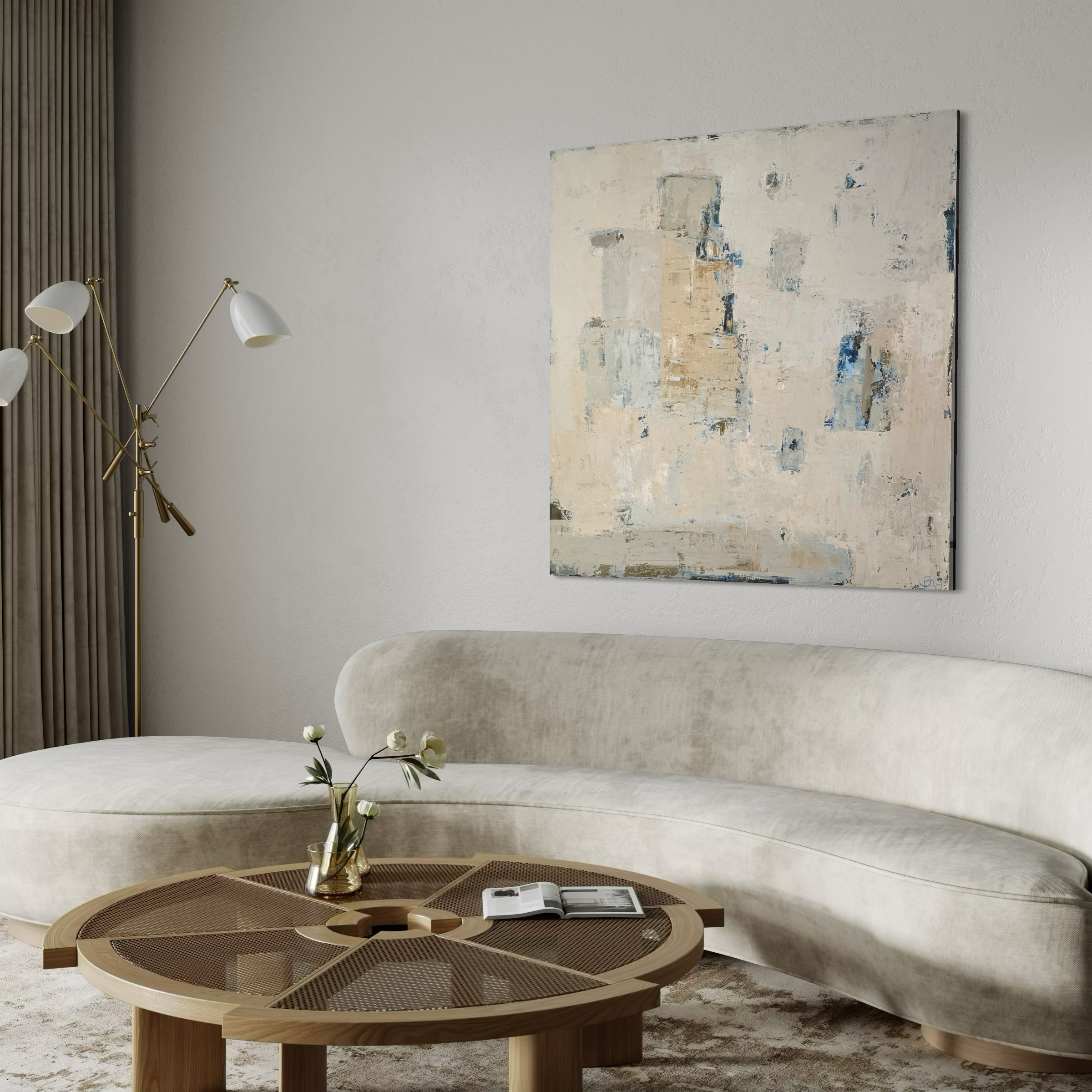 Light and airy abstract painting from Spring Series by Birute Studio, minimalist nature-inspired art for modern home.