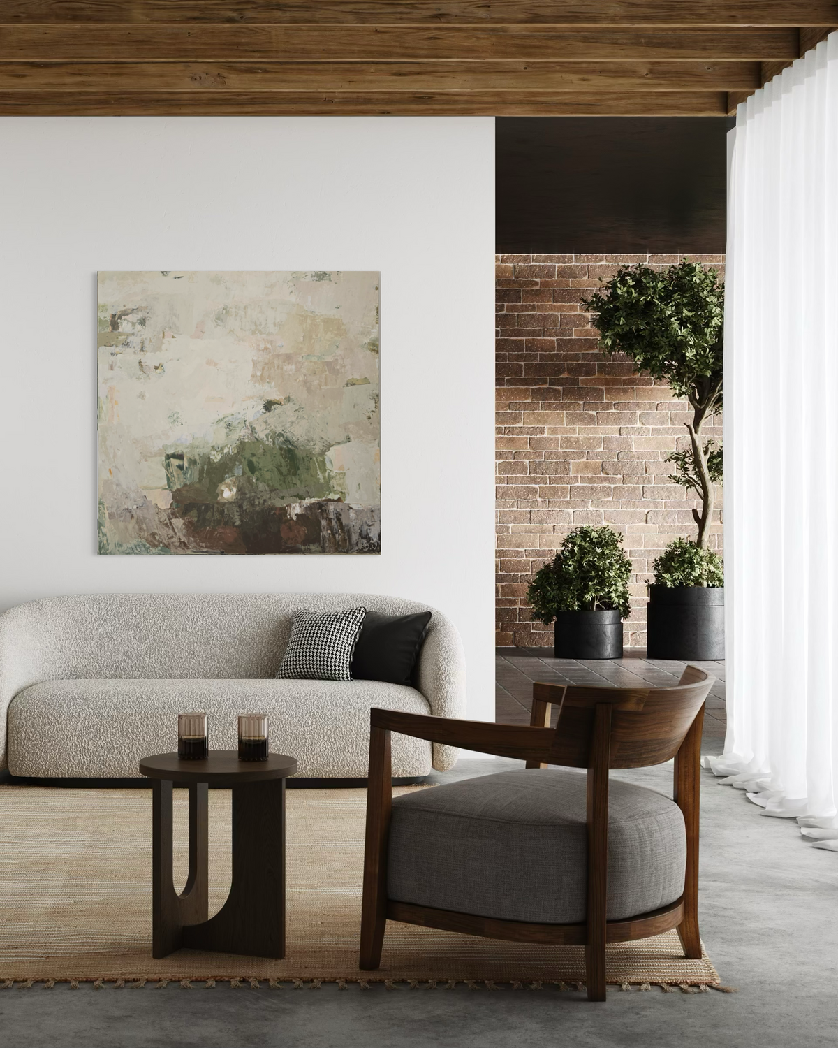 Didelis originalus paveikslas – Green Before the Quiet. 120x120 cm