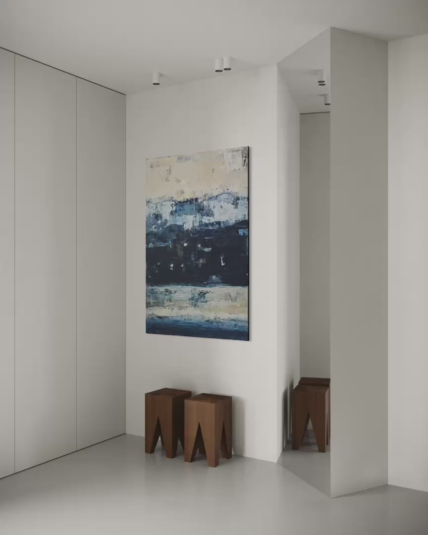 Didelis abstraktus paveikslas - „Endless Sea Series“. 150×100 cm